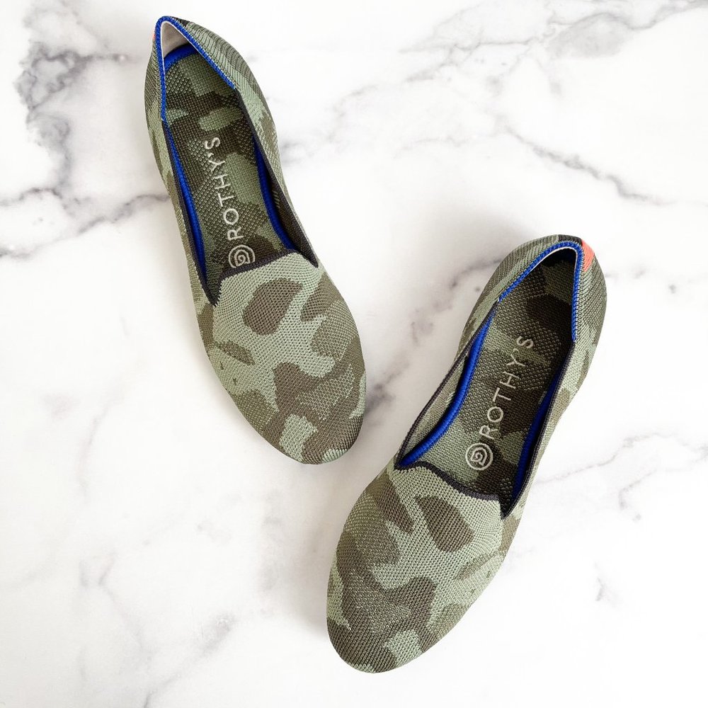Rothy's Loafers Olive Green Camo Flat Shoes Size 8